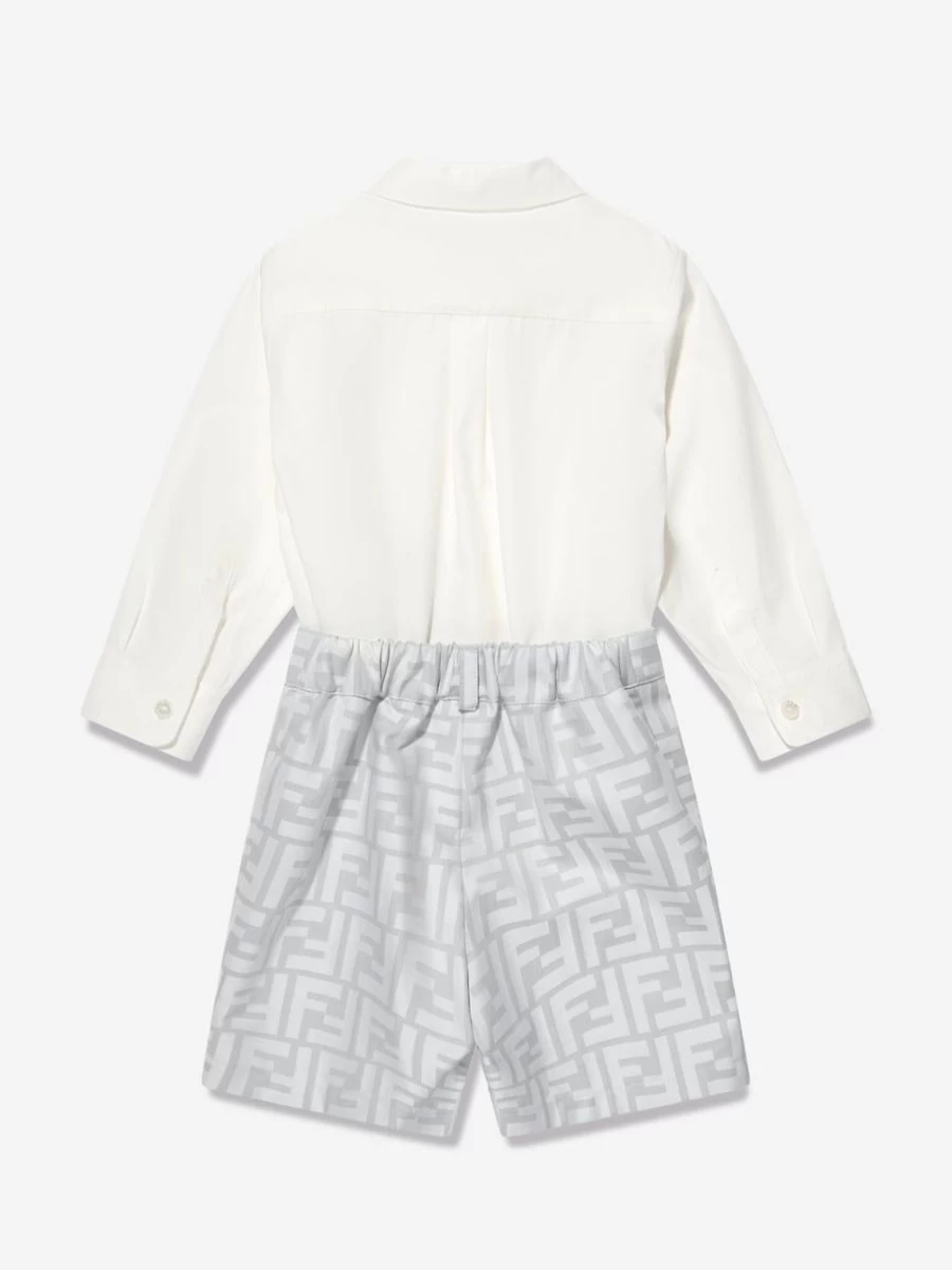 Fendi Kids Baby Boys Grey Romper Outfit - Stylish Infant Jumpsuit