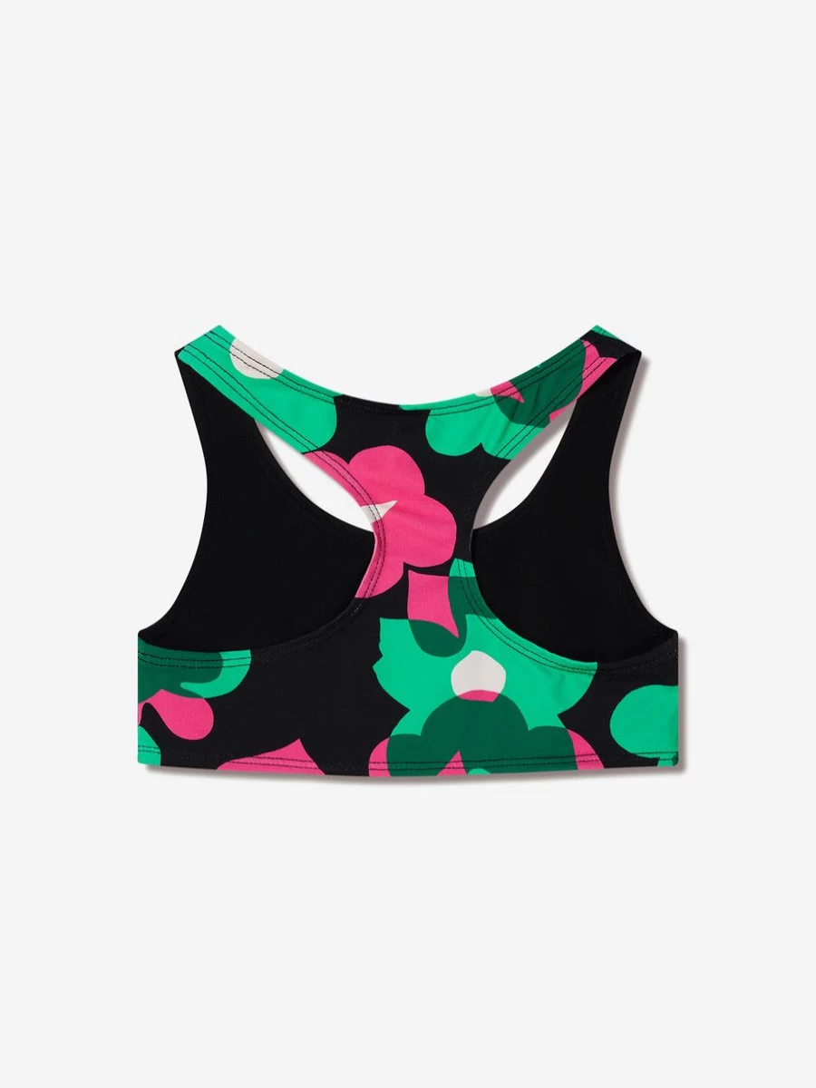 Stella McCartney Kids Girls Floral Print Cropped Sports Top - Breathable Athletic Tee for Active Girls