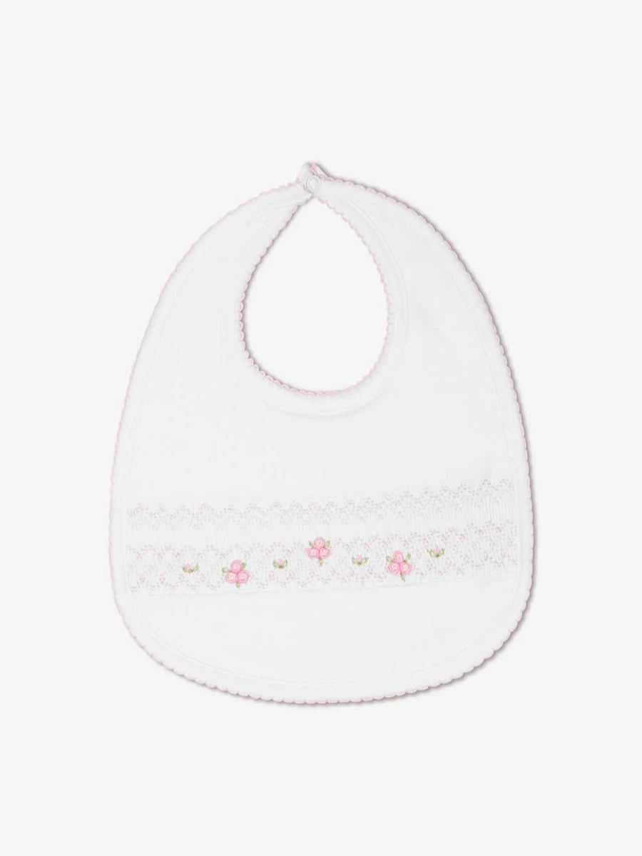 Magnolia Baby Girls White Smocked Bib - Soft & Stylish Feeding Bib for Infants