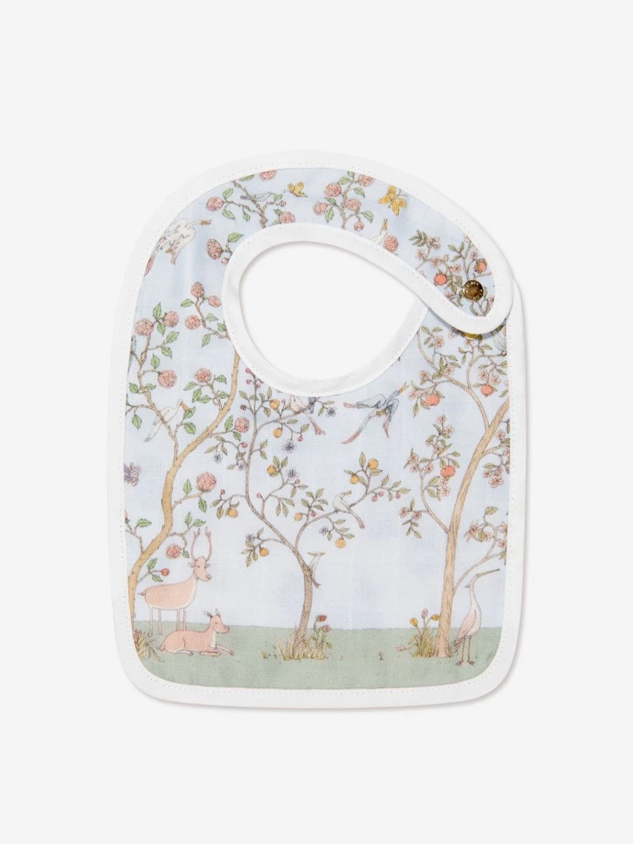 Atelier Choux Reversible Baby Bib - Blue Bloom Design for Boys & Girls