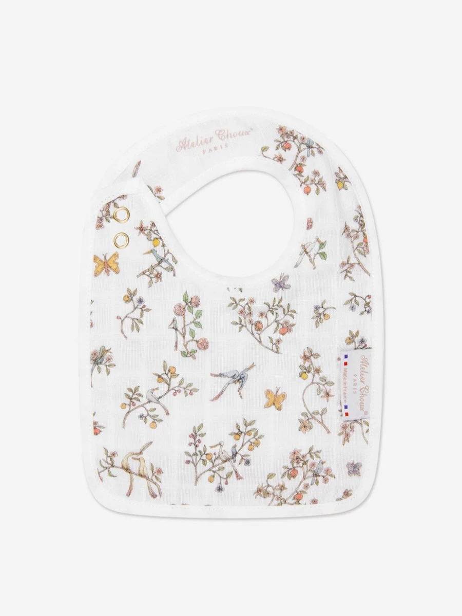 Atelier Choux Reversible Baby Bib - Blue Bloom Design for Boys & Girls