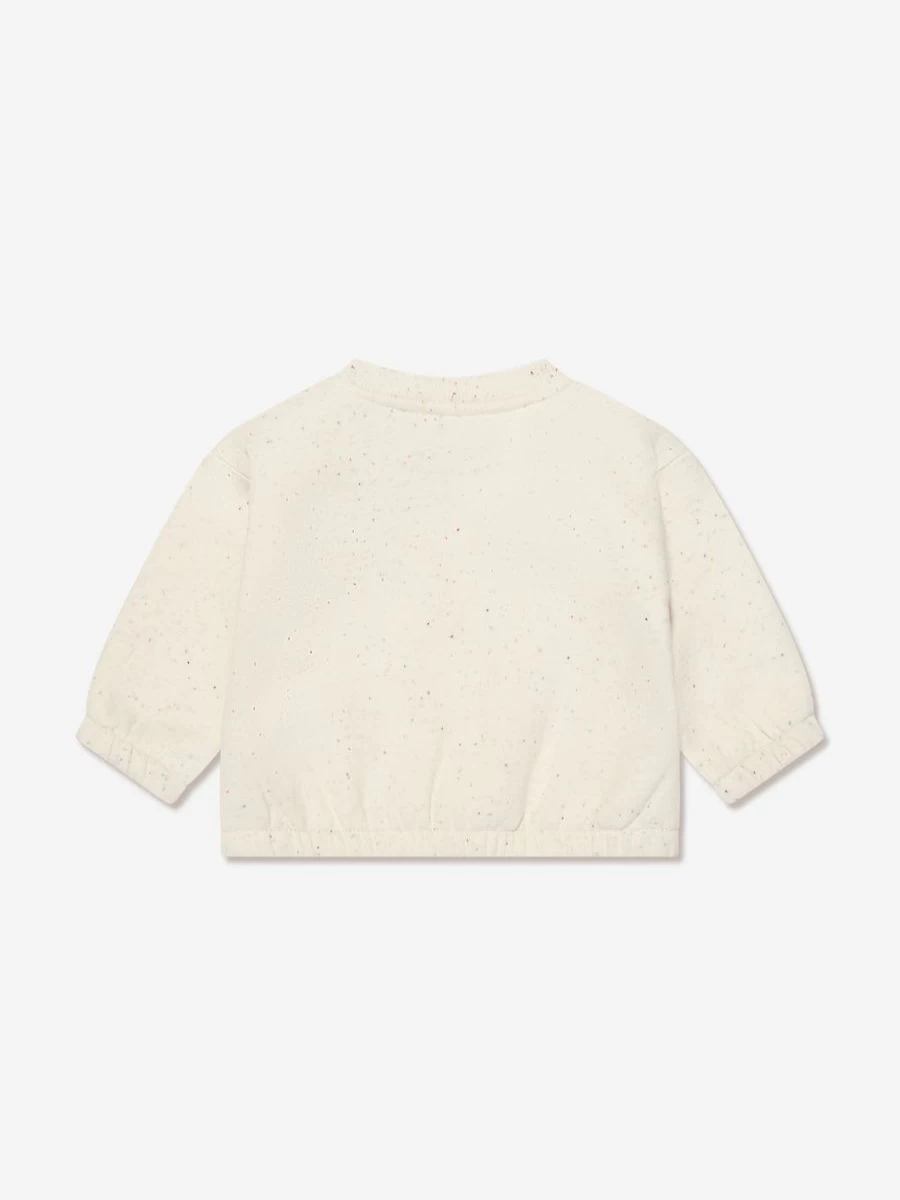 KENZO KIDS Baby Girls Beige Logo Sweatshirt - Soft Cotton Pullover for Infants