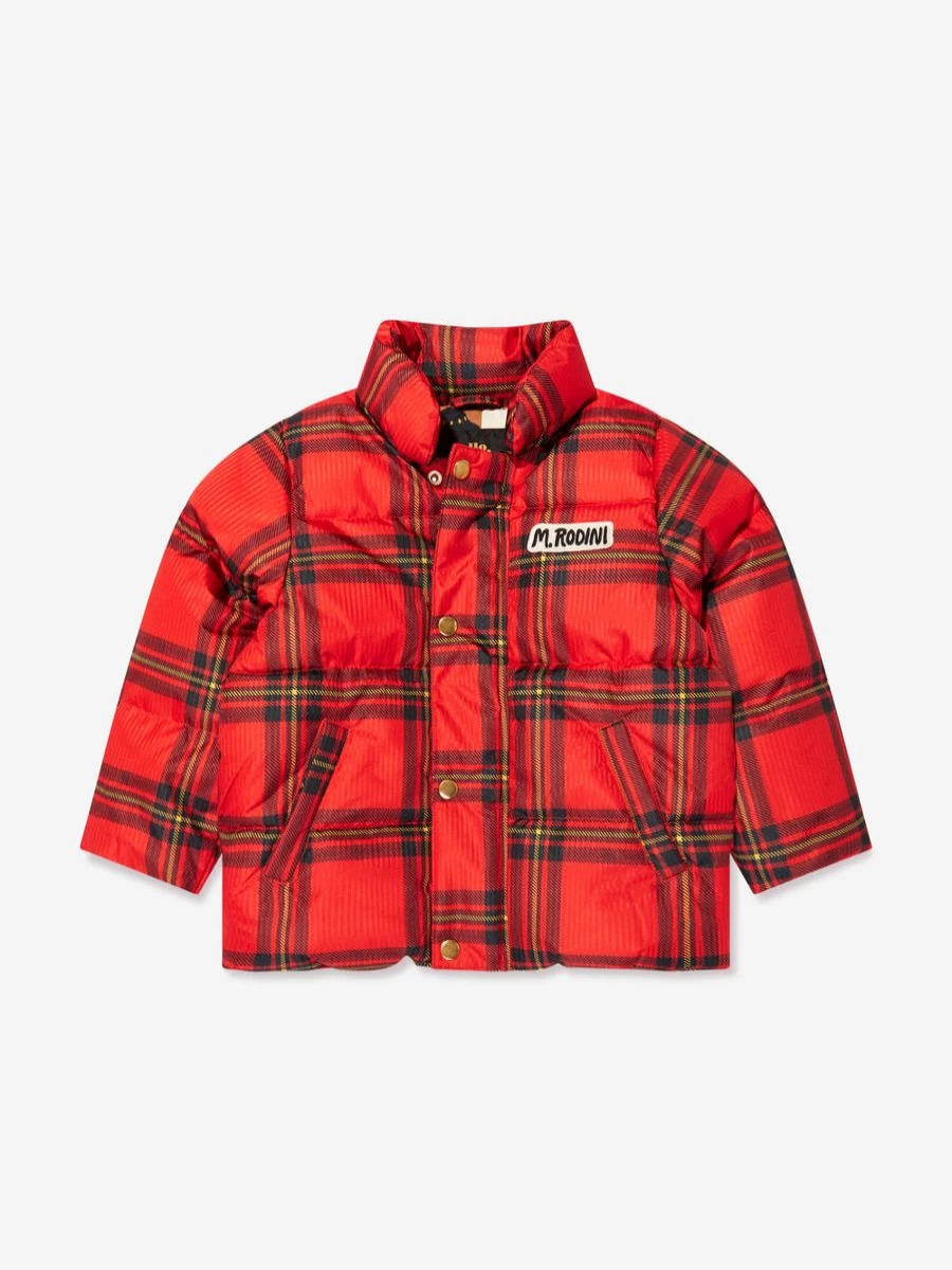 Mini Rodini Girls' Red Check Puffer Jacket | Stylish Winter Coat for Kids