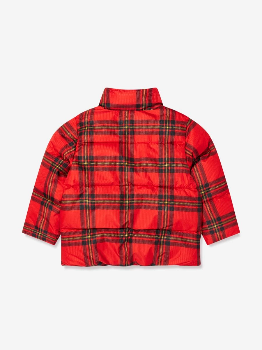 Mini Rodini Girls' Red Check Puffer Jacket | Stylish Winter Coat for Kids