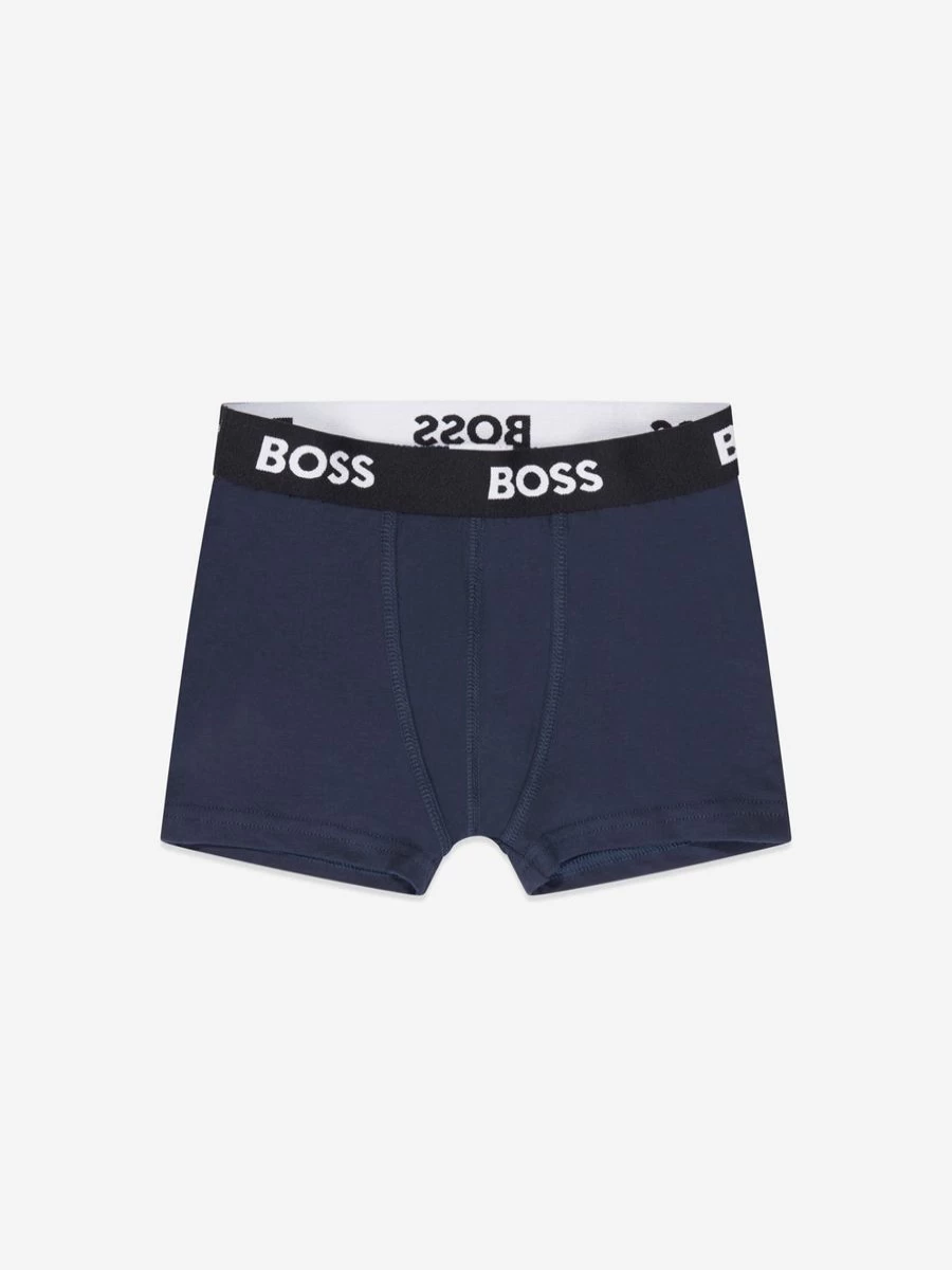 BOSS Boys' 2-Pack Navy Boxer Shorts - Comfortable Cotton Underwear Set