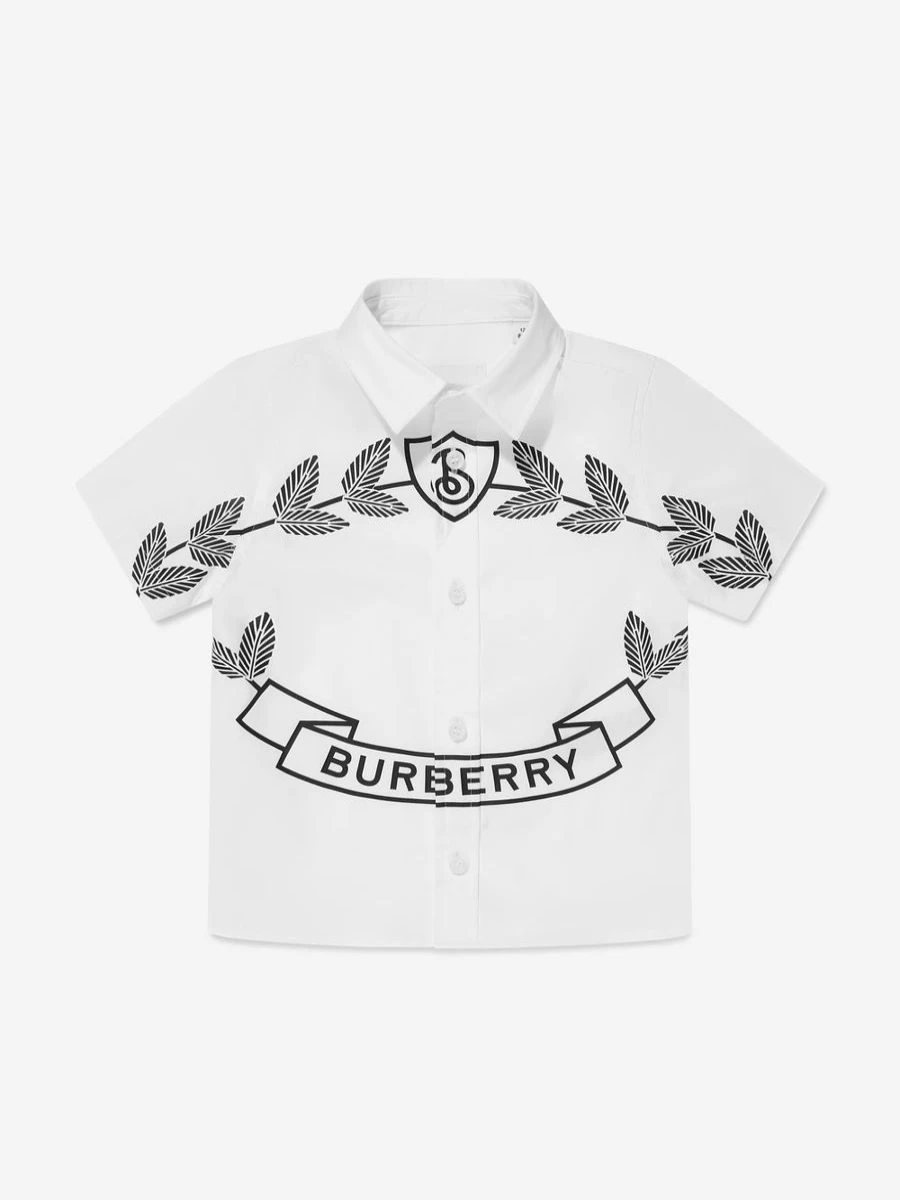 Burberry Kids Baby Boys White Mini Owen Shirt - Classic Cotton Dress Shirt for Toddlers