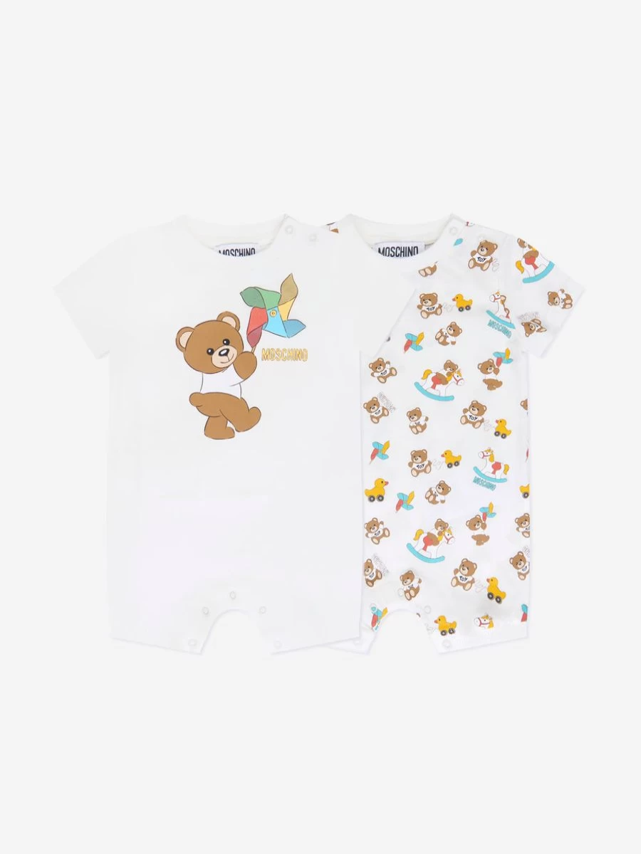 Moschino Kids Ivory Baby Romper Gift Set for Newborns and Infants