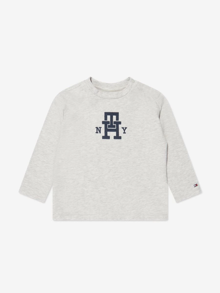 Tommy Hilfiger Girls Grey Monogram Long Sleeve Baby T-Shirt