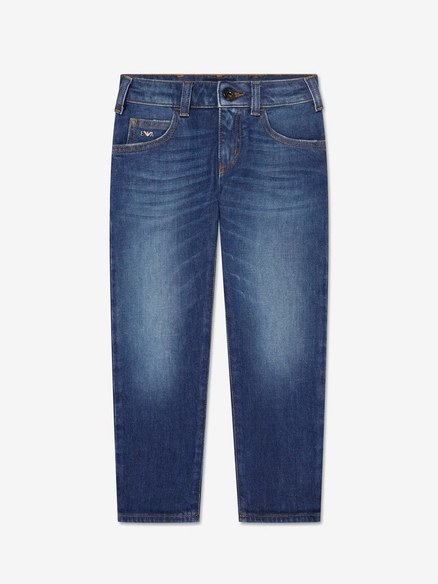 Emporio Armani Boys Blue Denim Jeans for Kids - Classic Fit Stretch Comfort