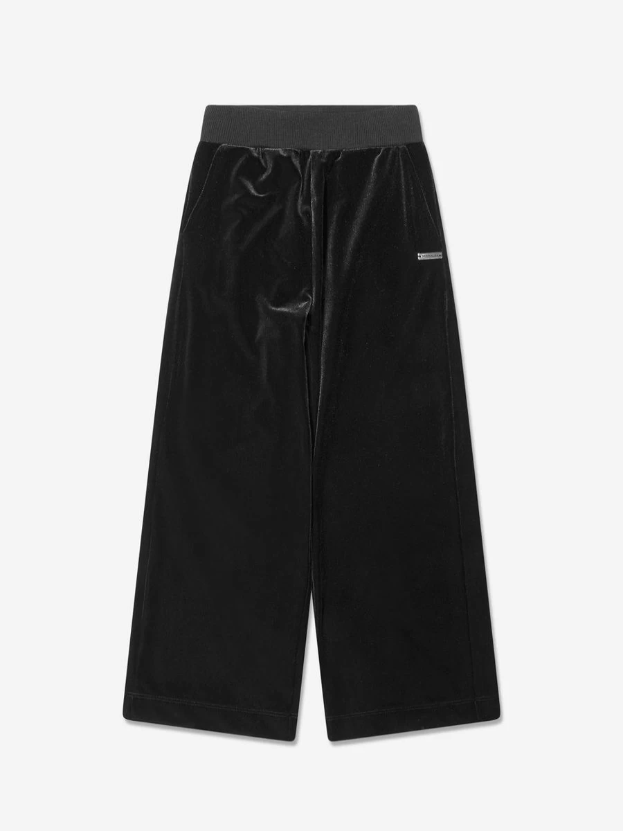 Monnalisa Girls Black Velvet Flared Trousers for Stylish Comfort