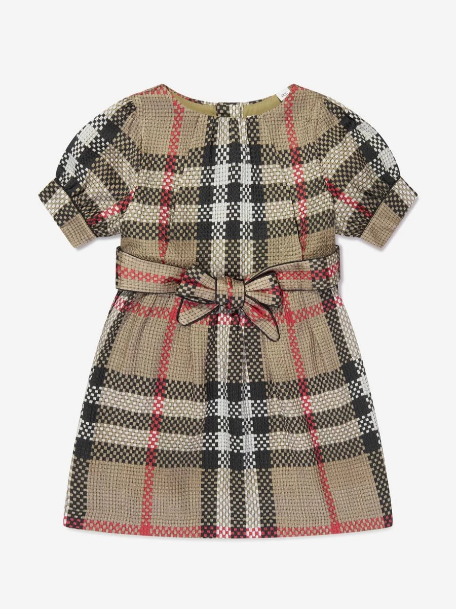 Burberry Kids Baby Girls Mini Marva Check Dress in Archive Beige - Classic Plaid Design