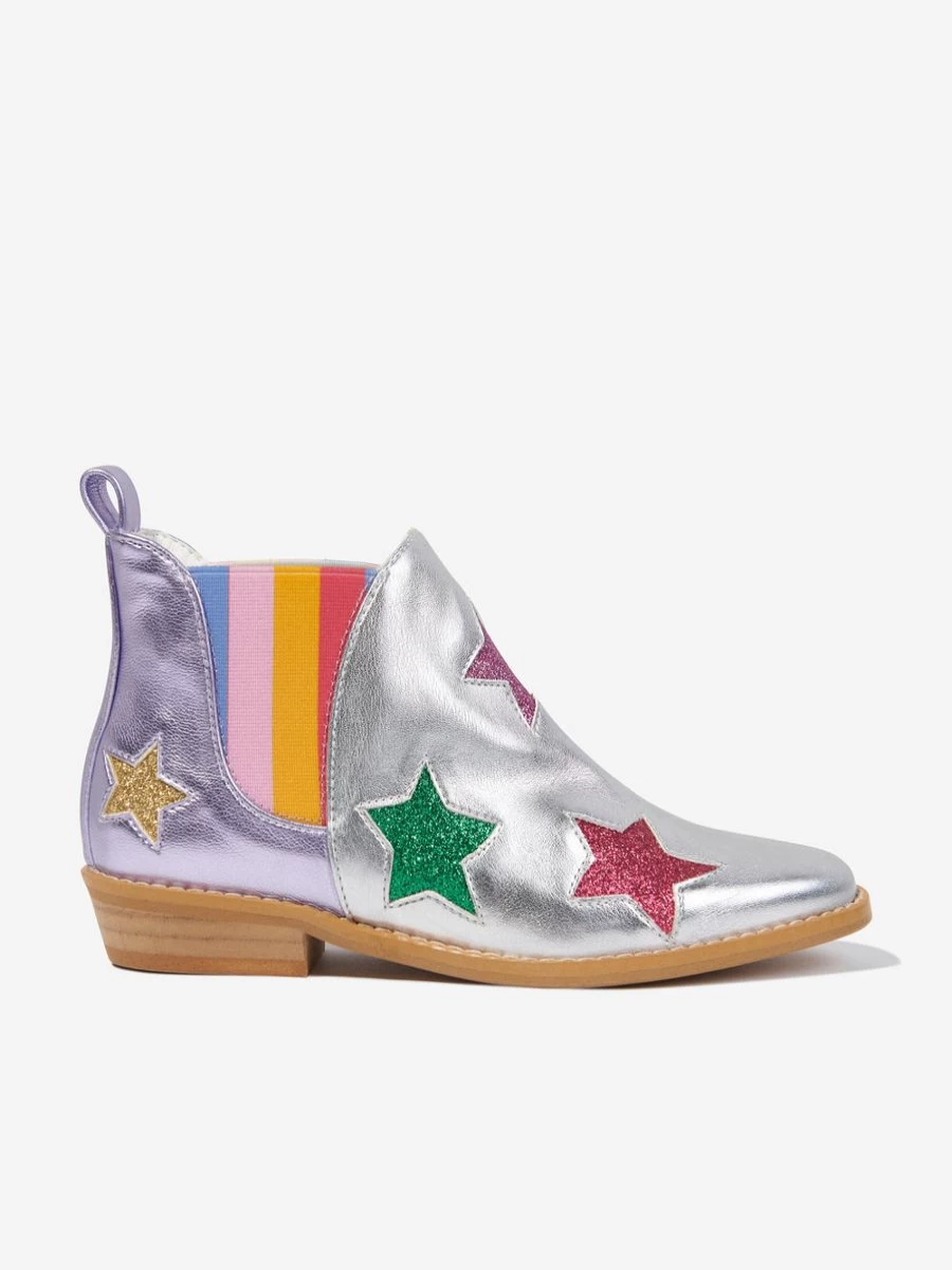 Stella McCartney Kids Girls Silver Star Ankle Boots for Girls Fashion Footwear