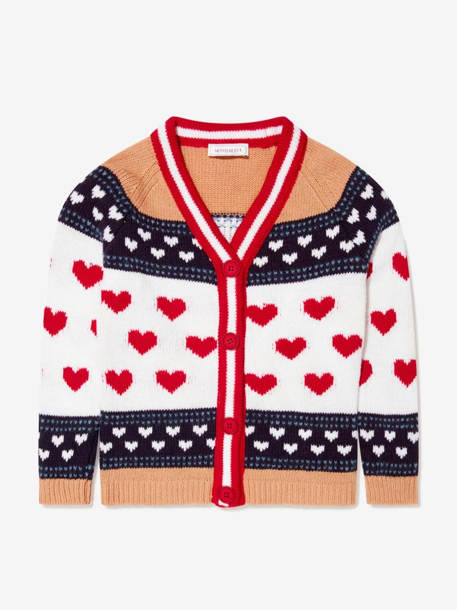 Monnalisa Girls Jacquard Knitted Cardigan - Elegant Kids Sweater | Childsplay Clothing