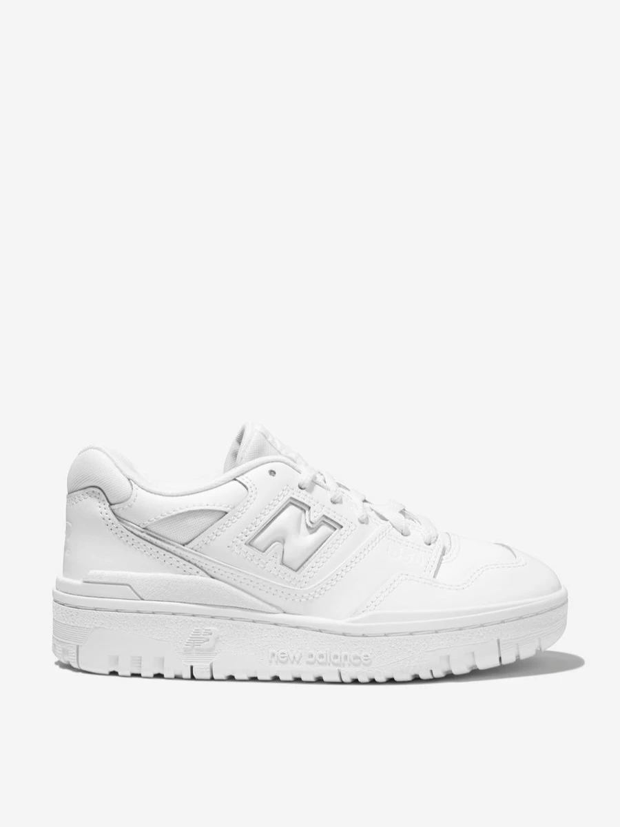 New Balance Girls 550 White Lace-Up Logo Sneakers for Kids