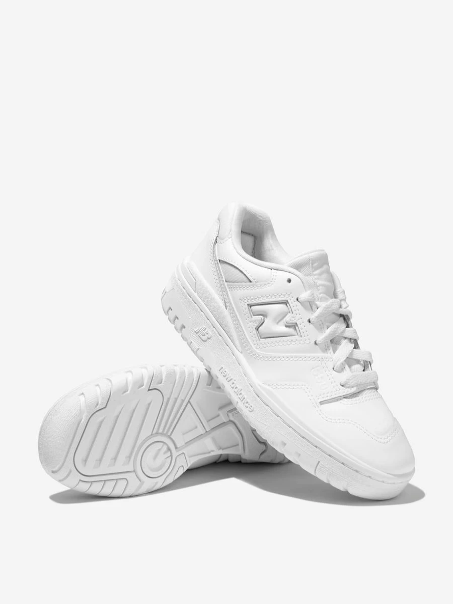 New Balance Girls 550 White Lace-Up Logo Sneakers for Kids