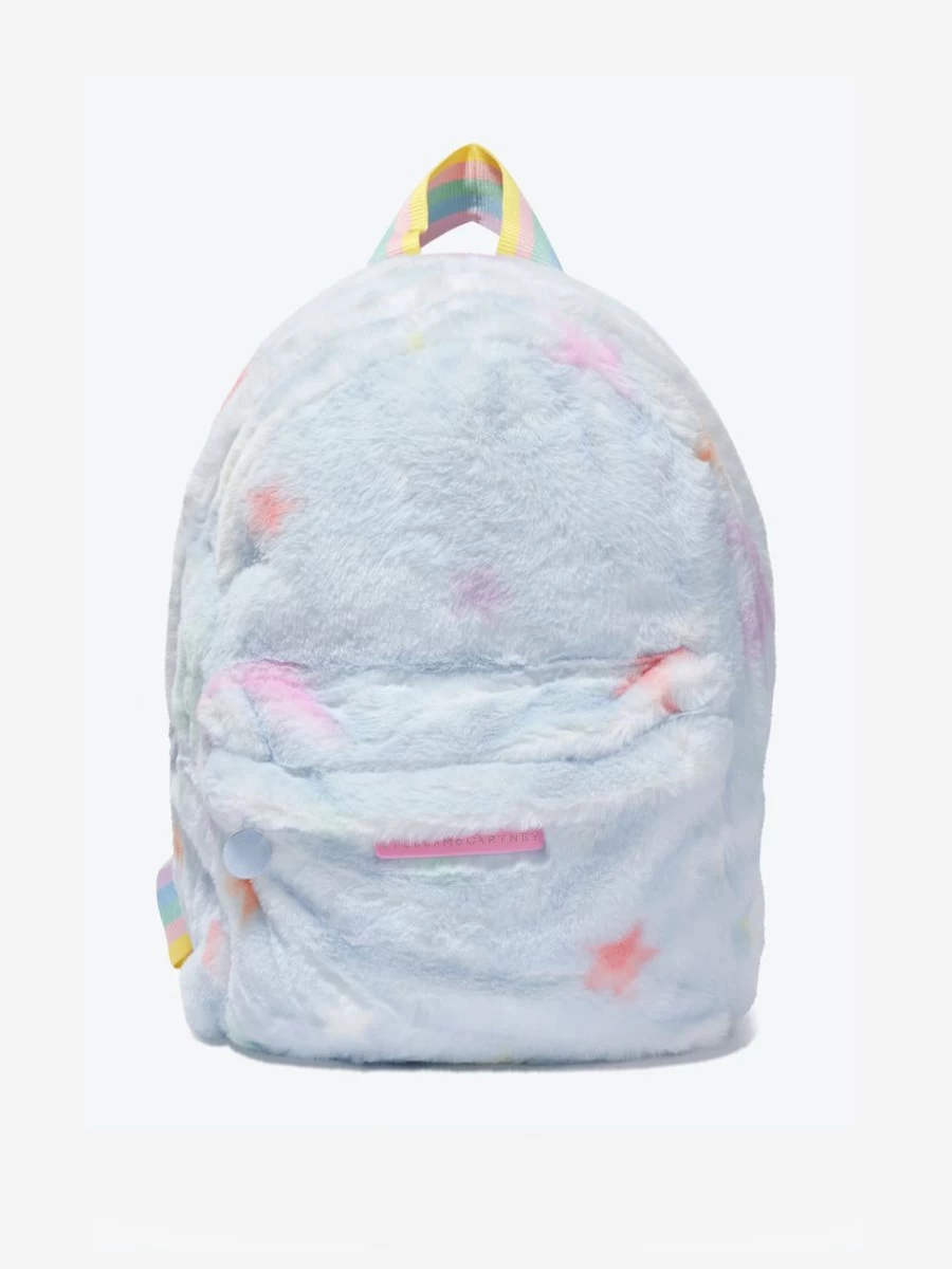 Stella McCartney Kids Blue Faux Fur Backpack for Girls - Stylish & Soft Designer School Bag