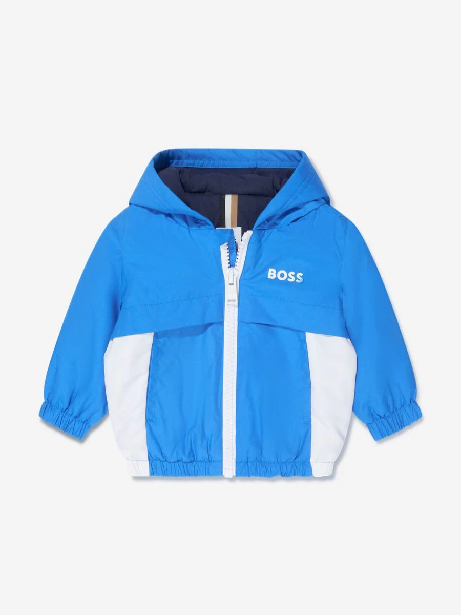 BOSS Boys' Blue Hooded Windbreaker Jacket for Toddlers