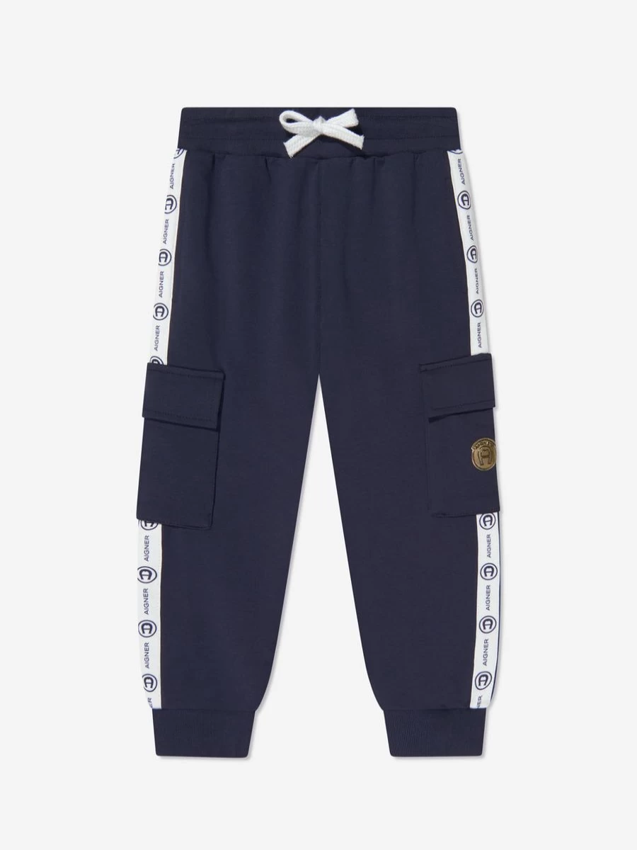 Aigner Boys' Navy Logo Joggers - Comfortable Casual Pants for Kids
