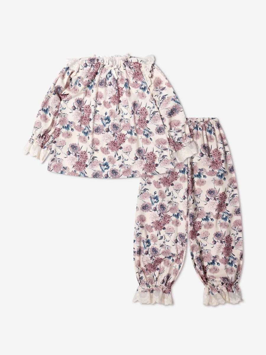 Amiki Girls' Floral Print Daniela Pajama Set - Cute & Comfortable Kids Sleepwear