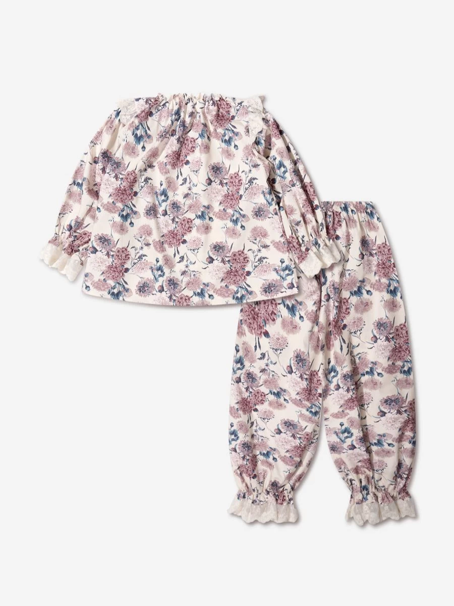 Amiki Girls' Floral Print Daniela Pajama Set - Cute & Comfortable Kids Sleepwear