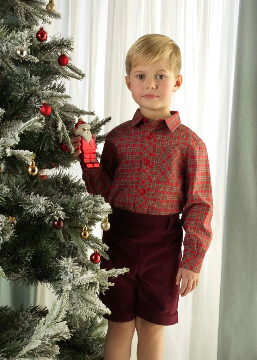 "Rachel Riley Boys Red Tartan Shirt – Classic Checkered Plaid Top for Kids"