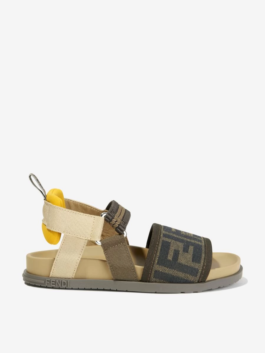 Fendi Kids FF Logo Brown Sandals for Teens | Stylish Designer Footwear