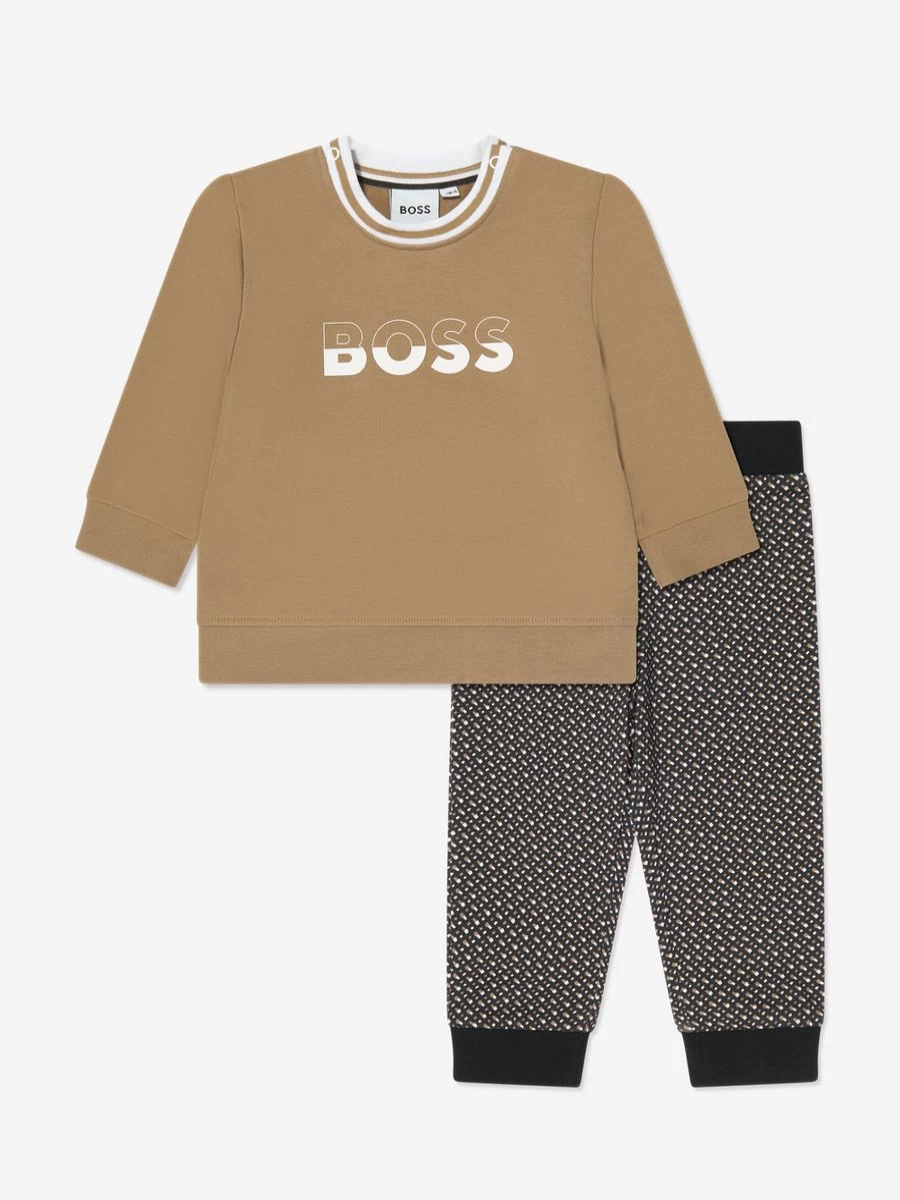 BOSS Baby Boys Beige 2-Piece Outfit Gift Set - Premium Toddler Clothing