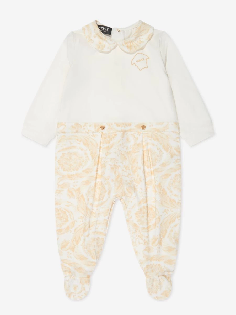 Versace Baby Girls Barocco Georgette White Babygrow Romper