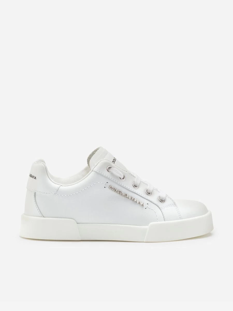 Dolce & Gabbana Boys Leather Portofino Logo Sneakers