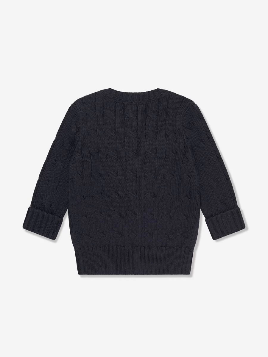 Ralph Lauren Kids Navy Blue Cable Knit Sweater for Baby Boys