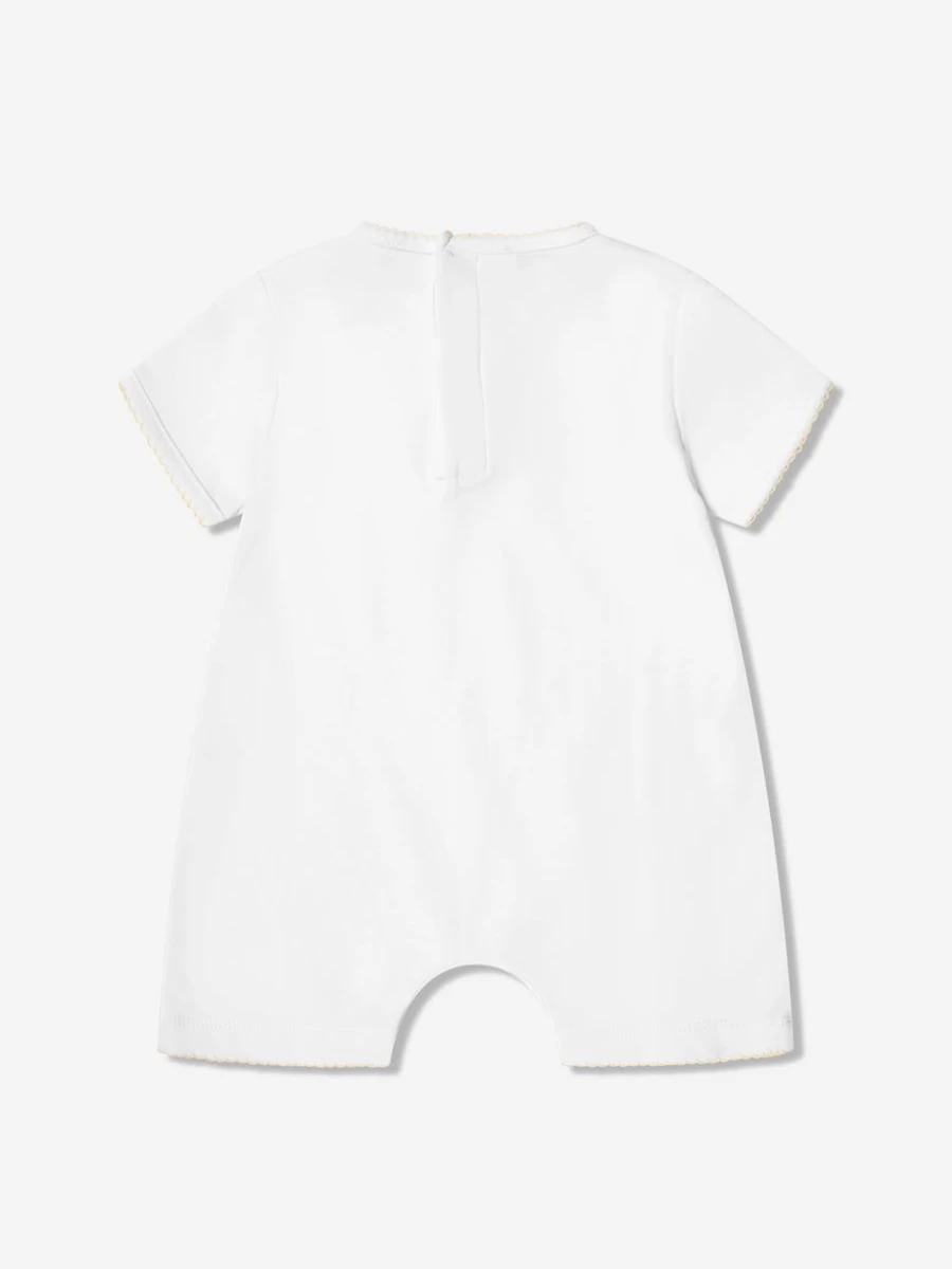 Magnolia Baby White Vintage Duckies Embroidered Romper for Infants