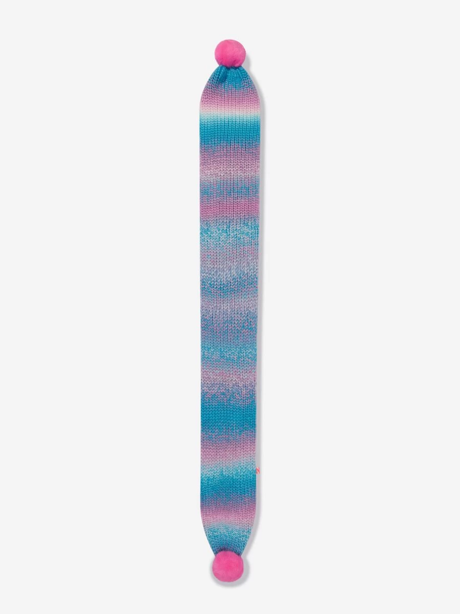 Billieblush Girls Blue Knitted Pom Pom Scarf - Soft Winter Accessory for Kids