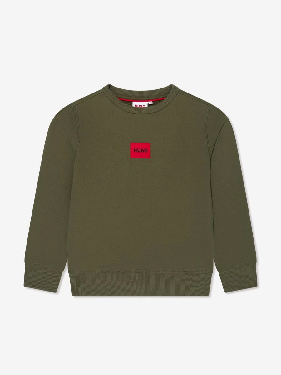 Hugo Boys Green Logo Sweatshirt - Casual Pullover for Kids