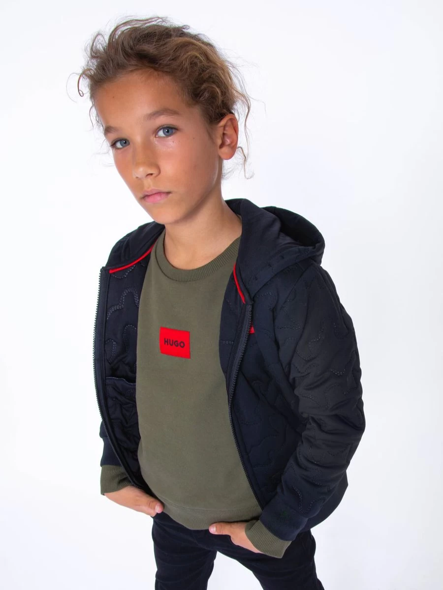 Hugo Boys Green Logo Sweatshirt - Casual Pullover for Kids
