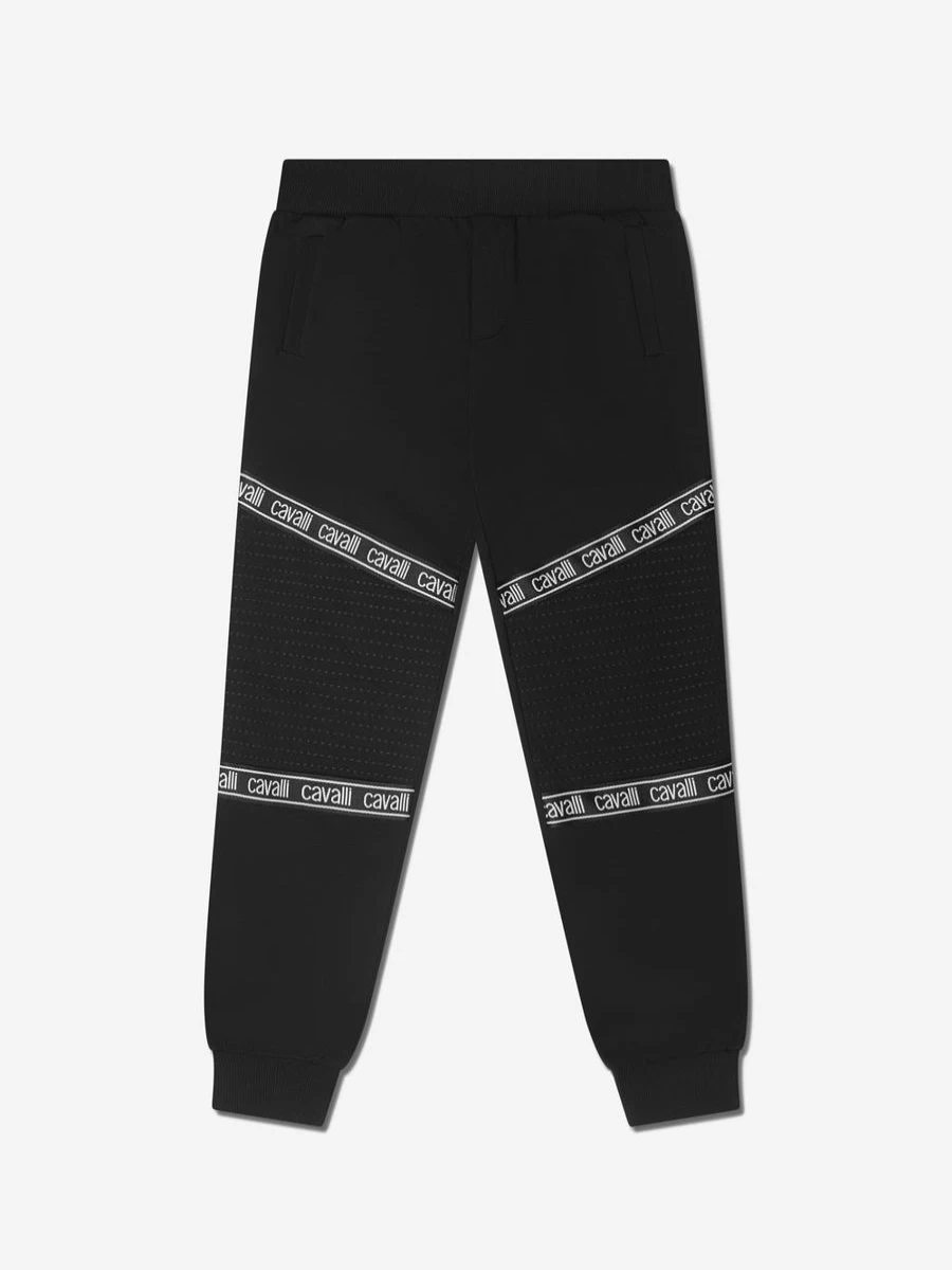 Roberto Cavalli Boys Cotton Logo Tape Joggers Pants Casual Comfortable