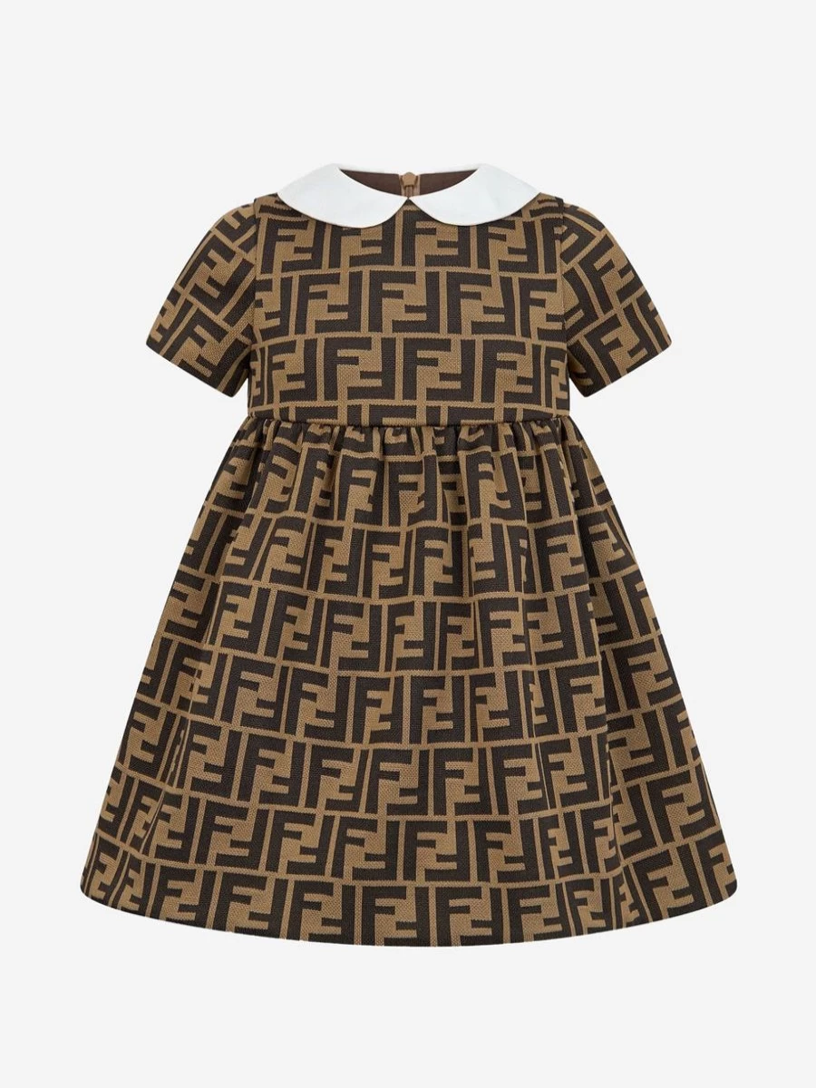 Fendi Kids Baby Girls FF Logo Milano Dress - Luxurious Designer Dress for Toddlers