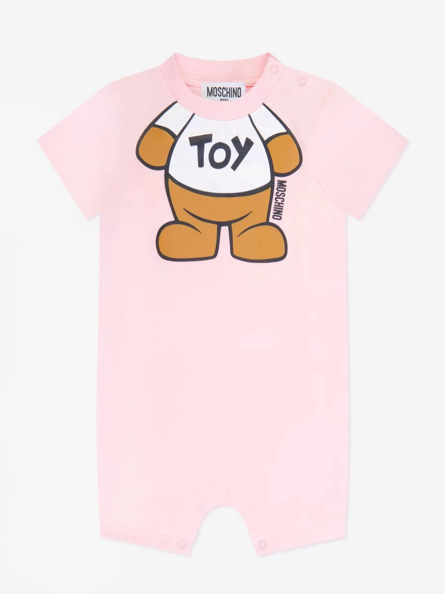 Moschino Kids Pink Teddy Bear Romper for Baby Girls - Soft & Cute Outfit