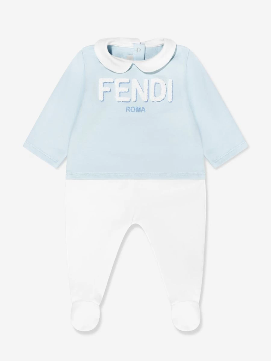 Fendi Kids Baby Boys Blue 3-Piece Bodysuit Gift Set | Luxurious Infant Clothing