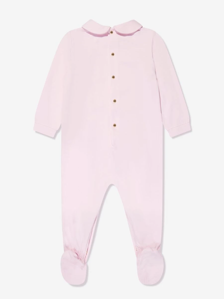 Versace Baby Girls Pink Logo Babygrow - Official Boutique Outfit