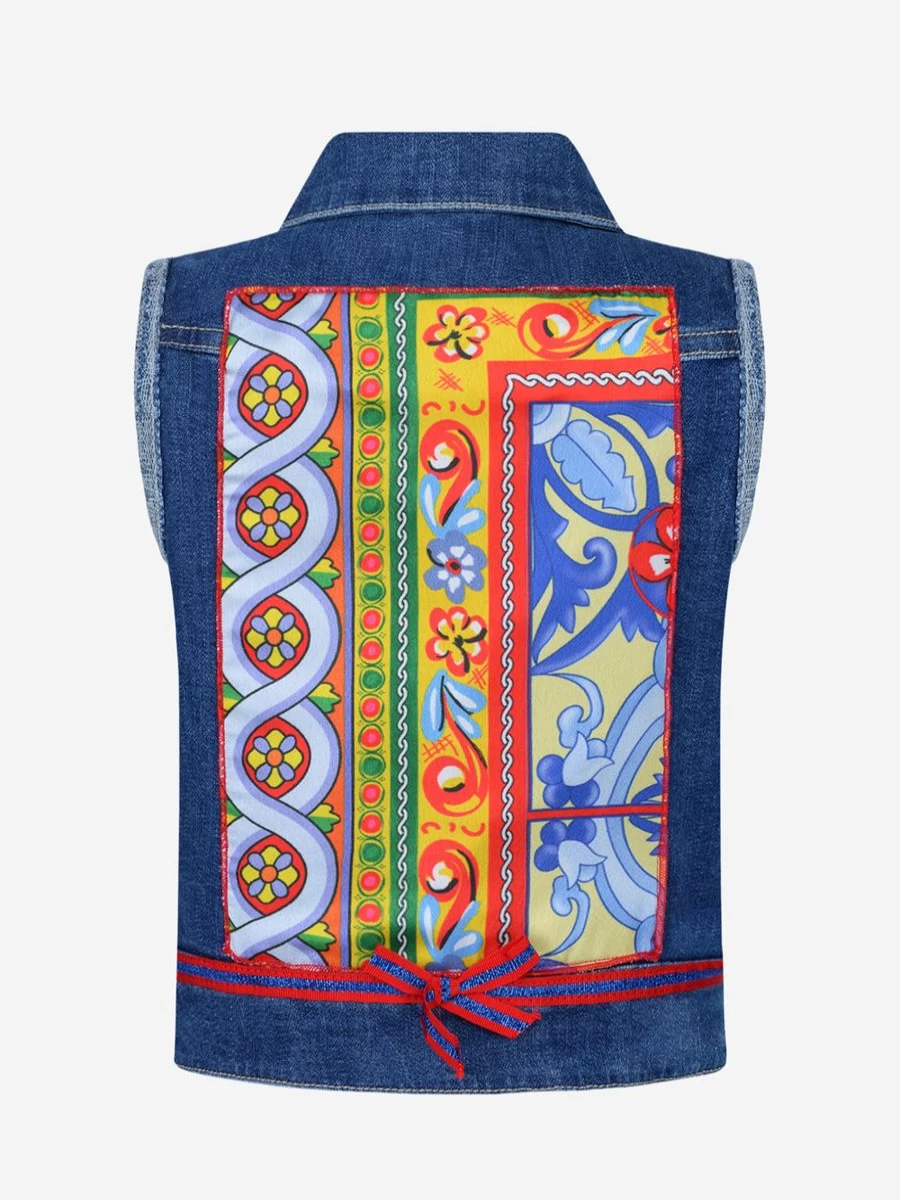 "Paesaggino Girls Denim Waistcoat Vest Sleeveless for Kids"