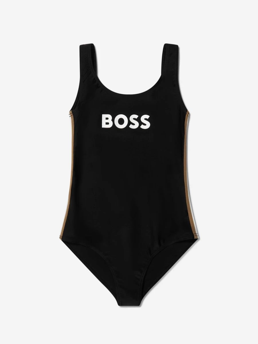BOSS Teen Girls Black Logo One-Piece Swimming Costume
