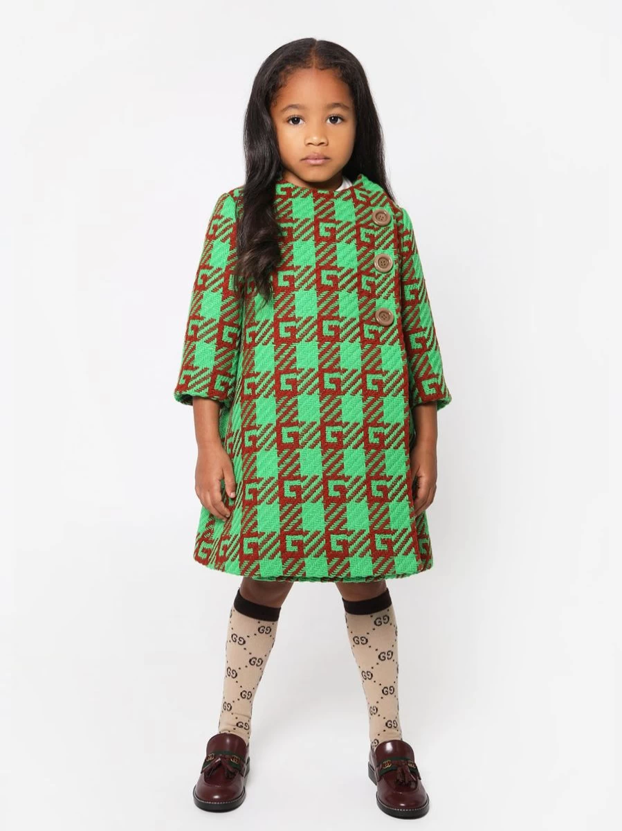 Gucci Kids Girls Wool Blend Coat with G Logo - Premium Winter Outerwear