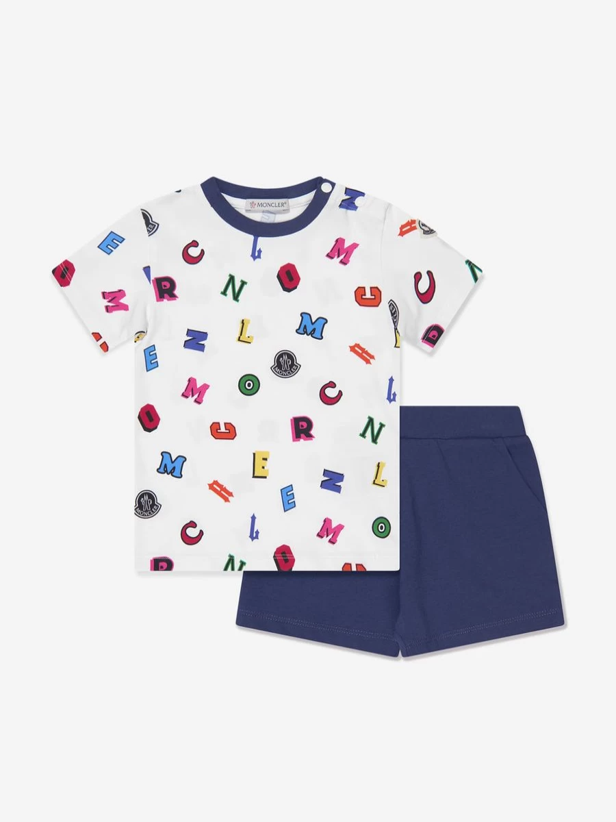 Moncler Enfant Baby Boys White T-Shirt and Shorts Set - Premium Cotton Summer Outfit