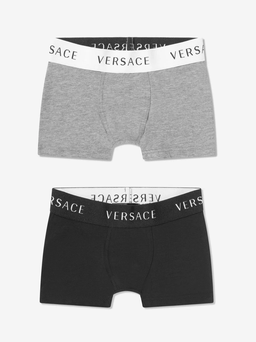 Versace Boys' Cotton Boxer Shorts 2-Pack - Soft Comfort Underwear Set