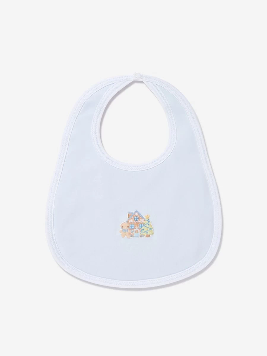 Magnolia Baby Blue Gingerbread Embroidered Bib for Boys - Sweet Holiday Feeding Accessory
