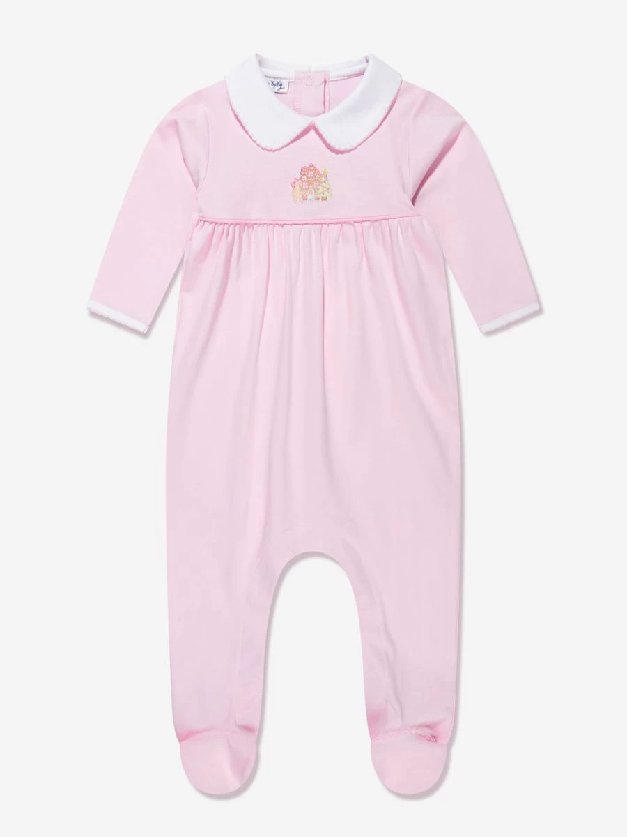 Magnolia Baby Pink Gingerbread Print Collared Babygrow for Girls