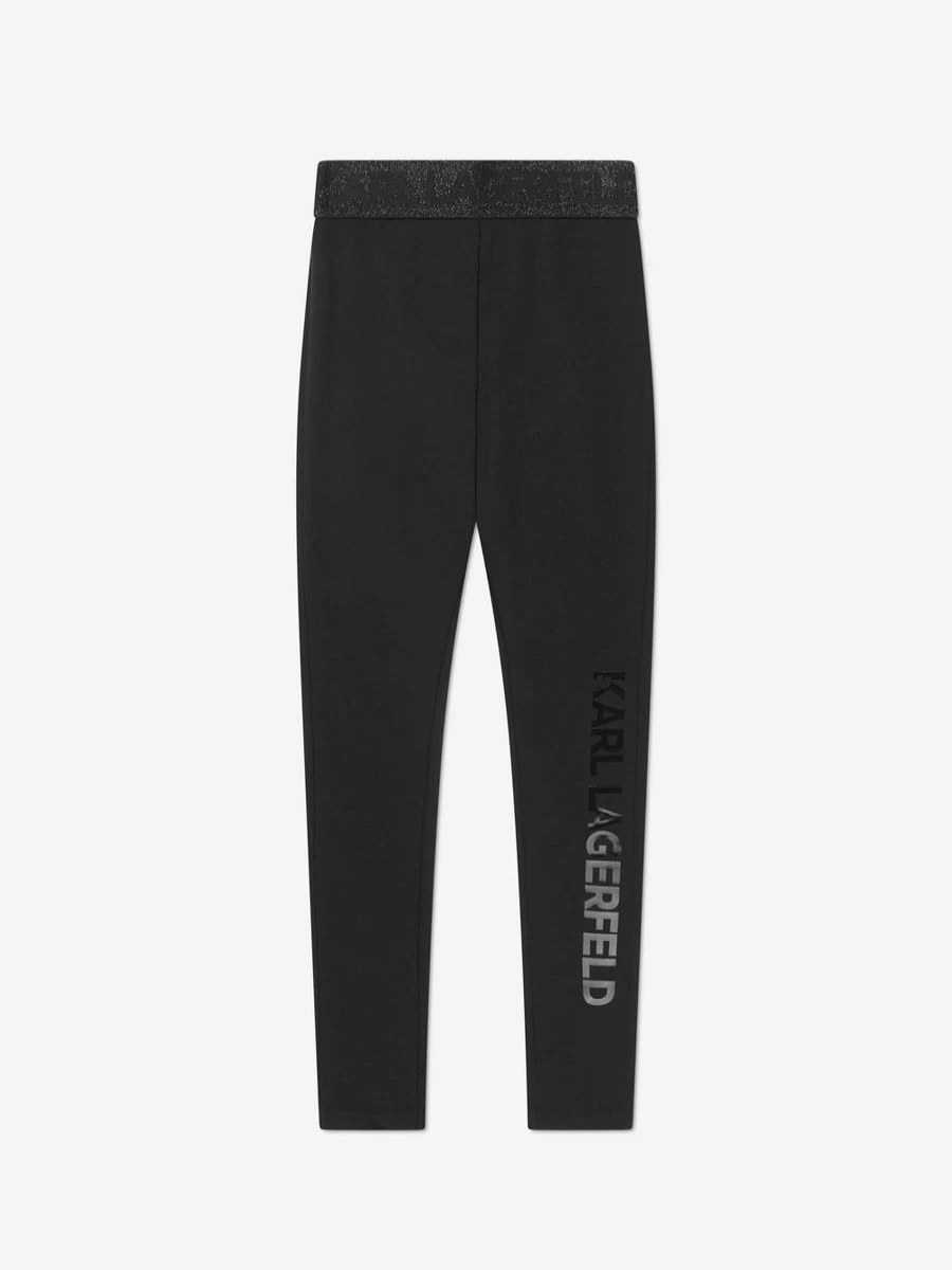 Karl Lagerfeld Girls Black Logo Milano Leggings for Kids