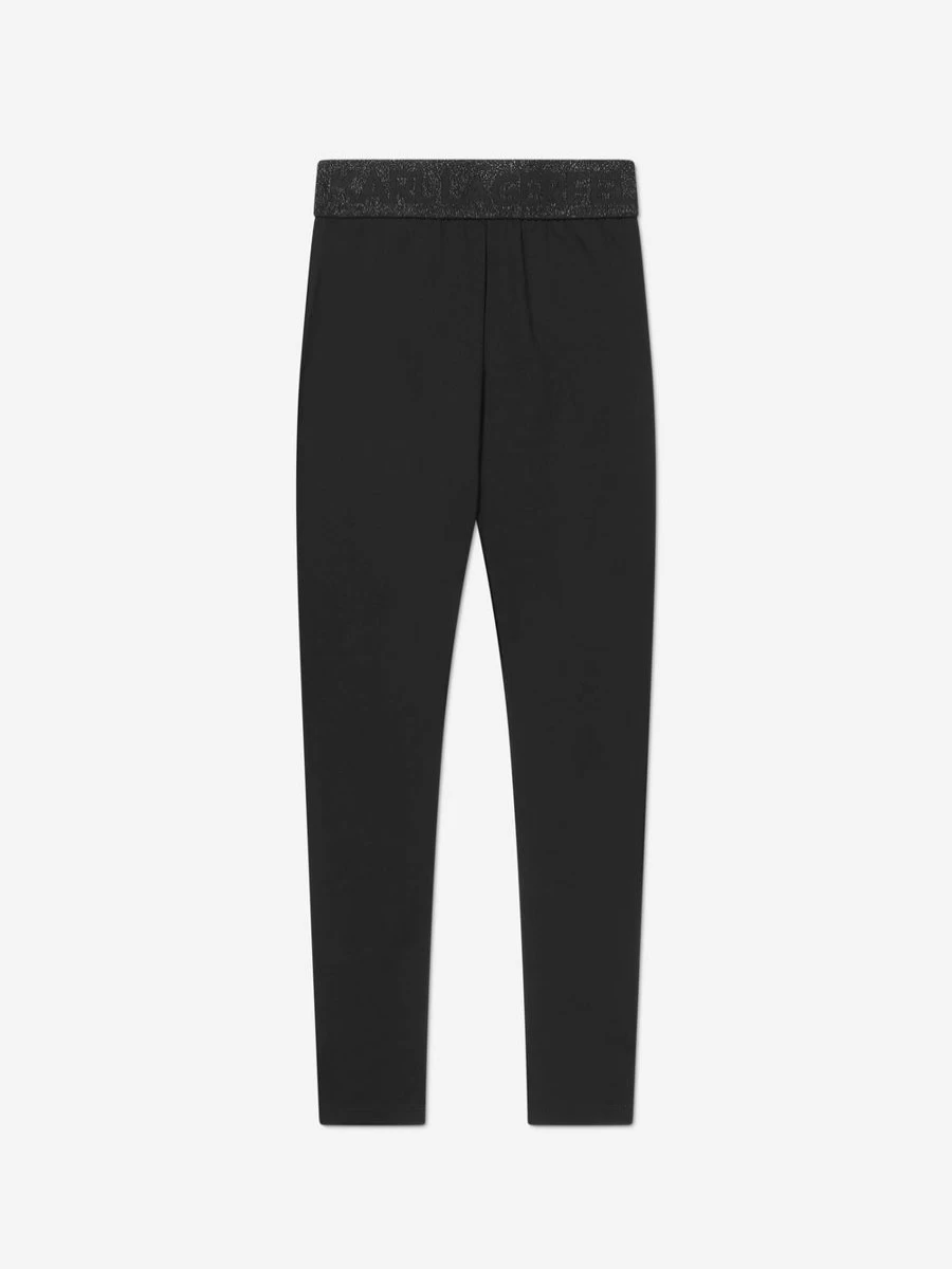 Karl Lagerfeld Girls Black Logo Milano Leggings for Kids