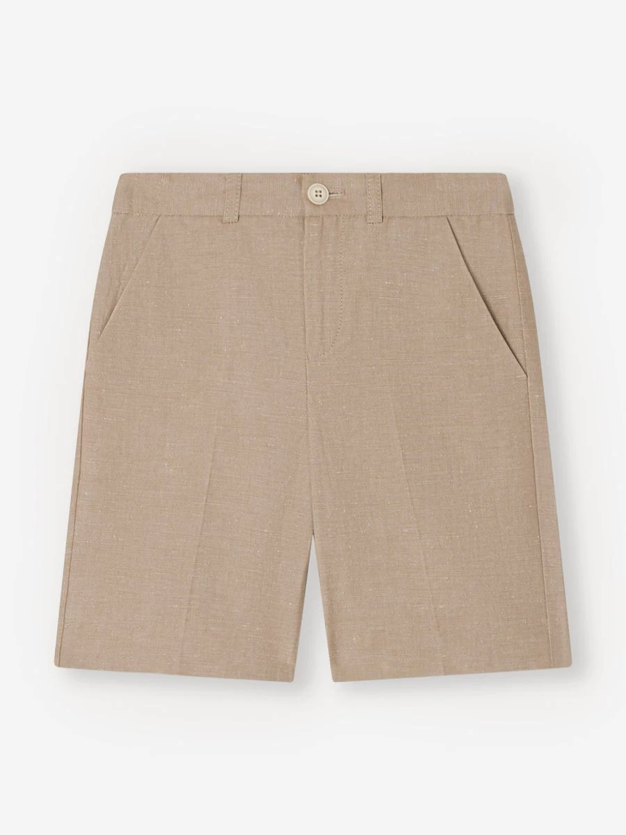 Bonpoint Boys' Brown Linen Calvin Shorts | Premium Comfort Summer Shorts