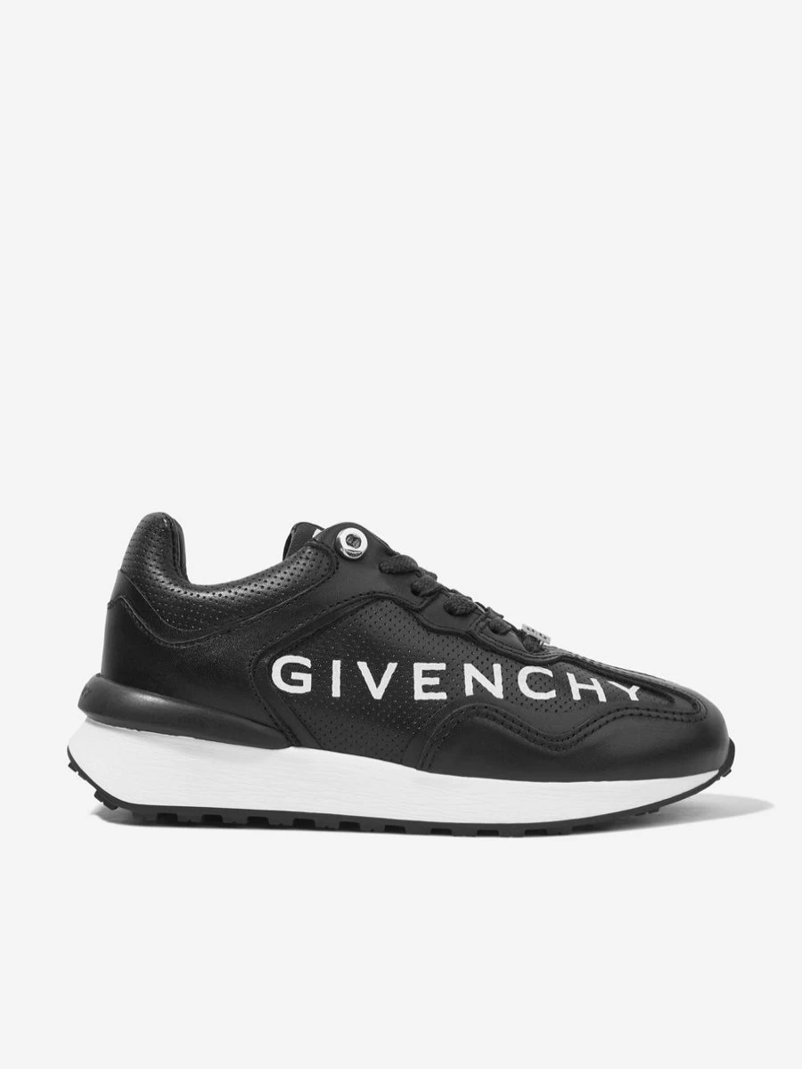 Givenchy Boys Black Leather Logo Trainers - Stylish Designer Sneakers for Kids